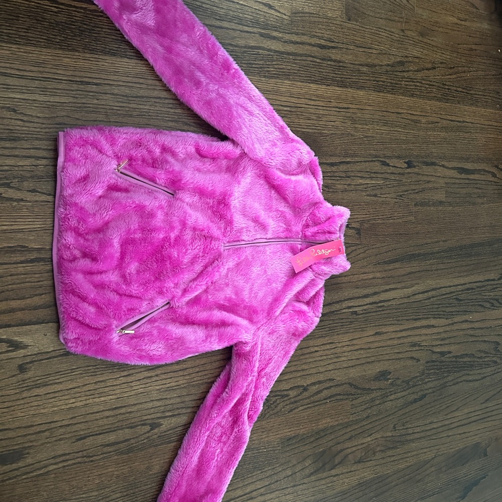 Lilly Pulitzer Vibrant Pink Fuzzy Kids Puffer Jacket